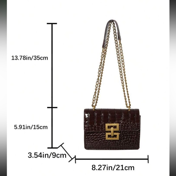 Boho vegan leather gold buckle crossbody shoulder bag - Picture 2 of 5